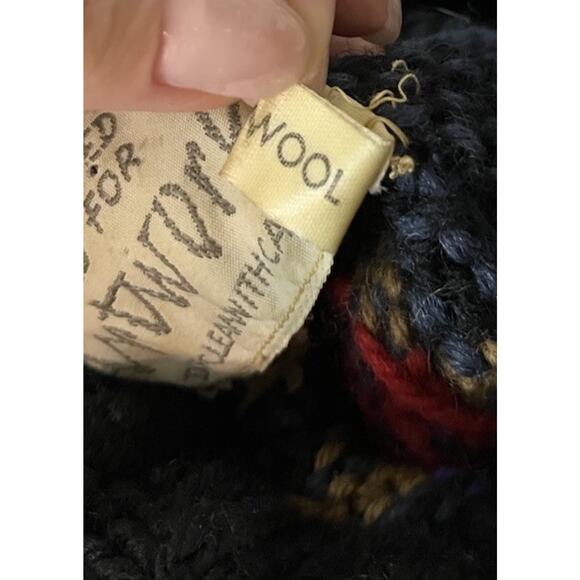 Hand Knitted in England for Artwork Multicolor Wool Turtleneck Womens Sweater NS - Picture 4 of 5